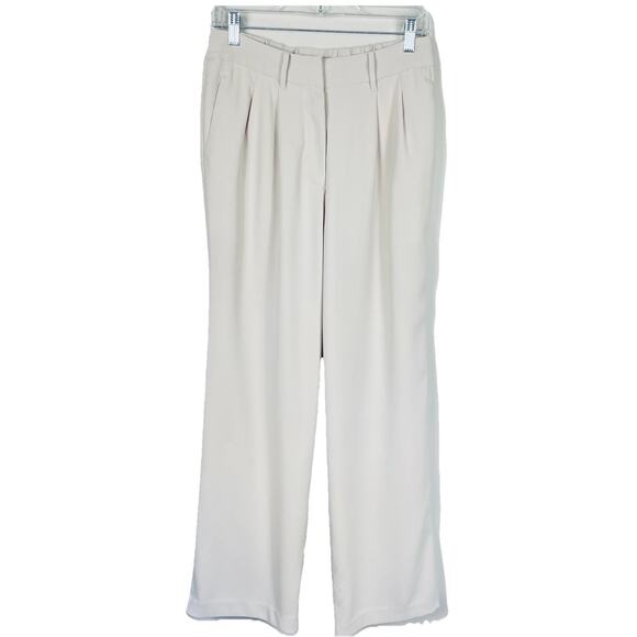 Quince Stretch Crepe Pleated Wide Leg Pants Size 6 Sand Beige Classic Career - Picture 1 of 11